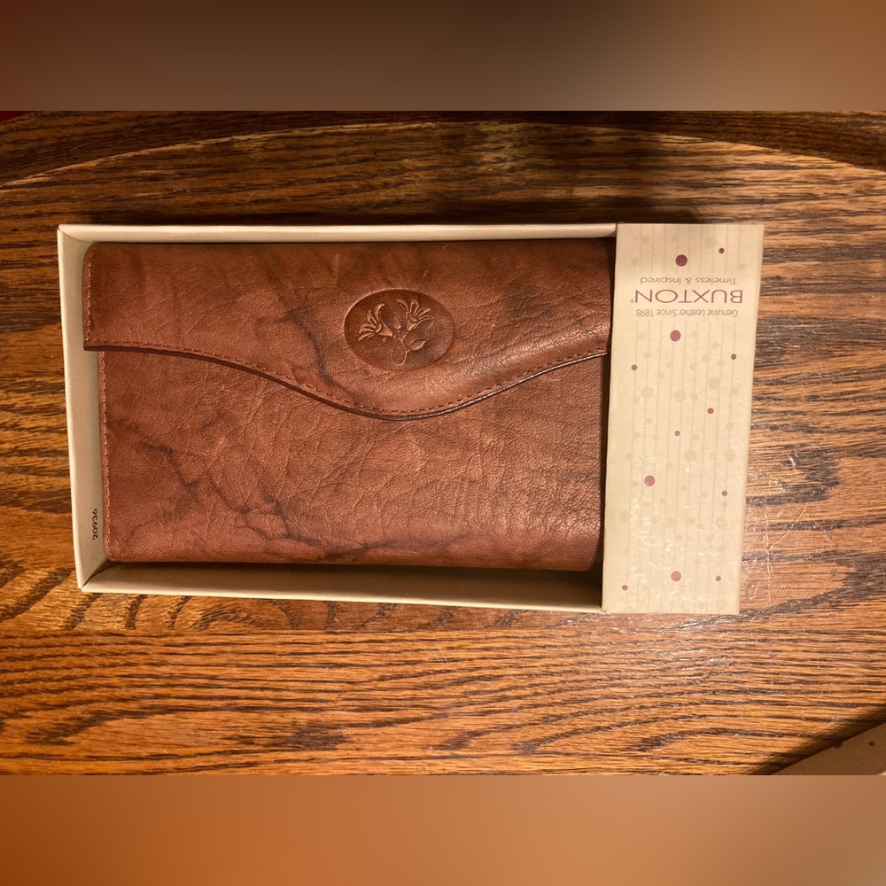 Buxton Brown Marble Cowhide Women’s Wallet, Checkbook Holder & Coin Purse